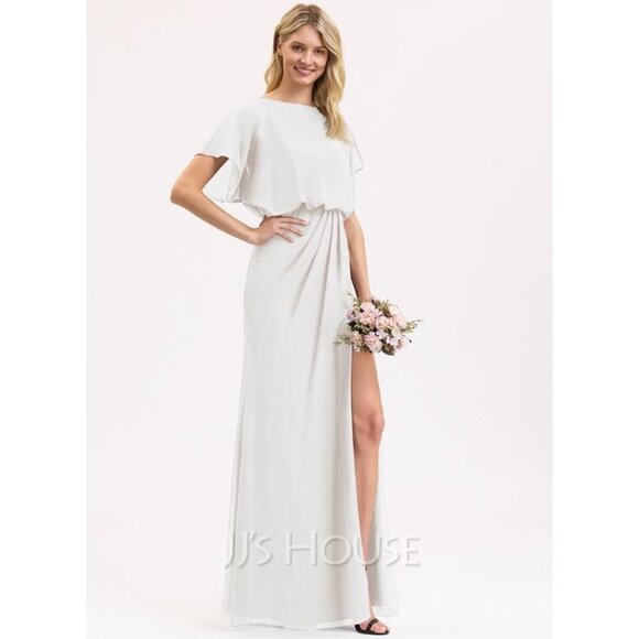 JJ'S HOUSE Bridesmaid Dress Floor-Length Chiffon Front Slit NWT size US 12 - Picture 1 of 13